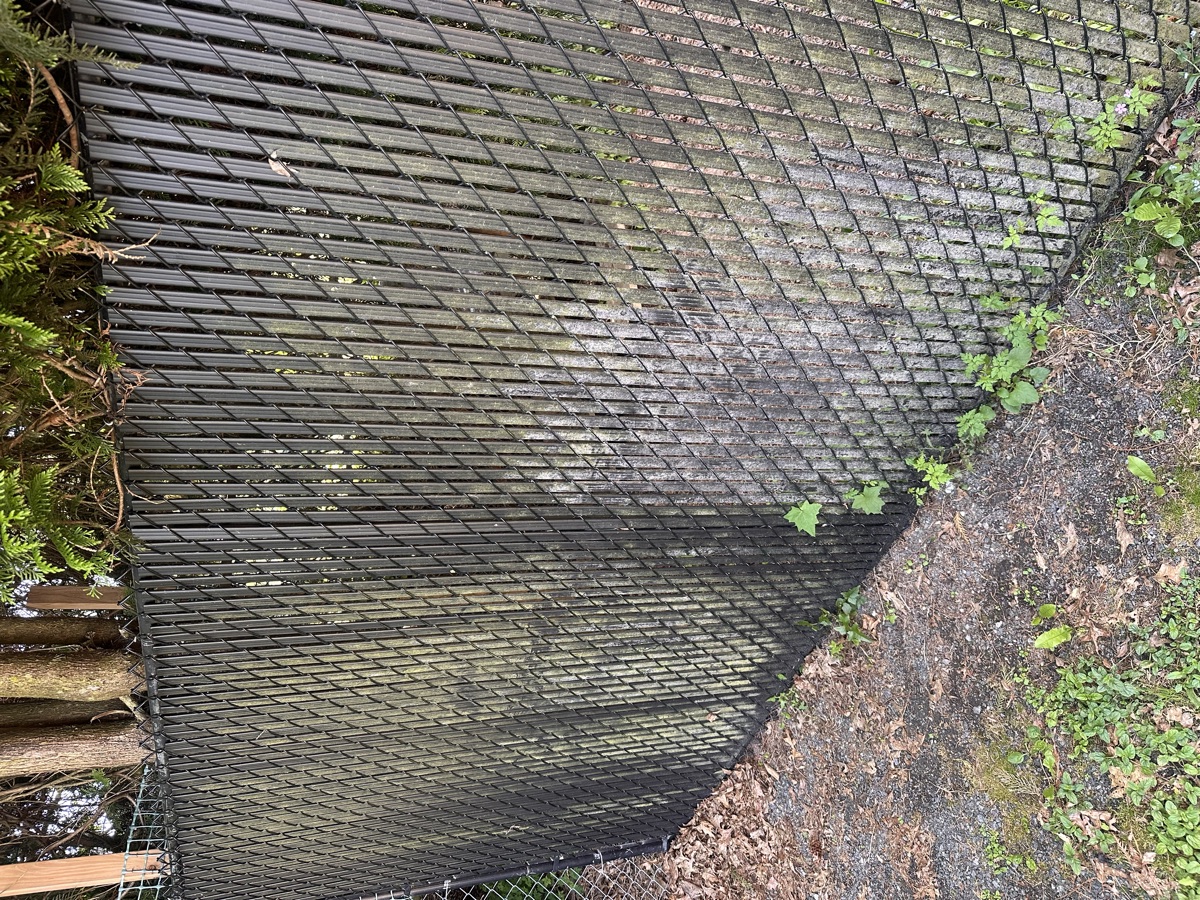 Dirty lattice fence before pressure washing Chilliwack